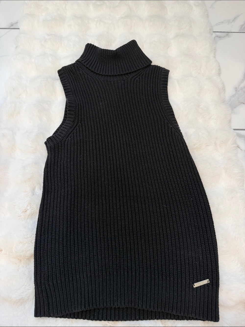Michael Kors Black Sleeveless Turtleneck Knit Top